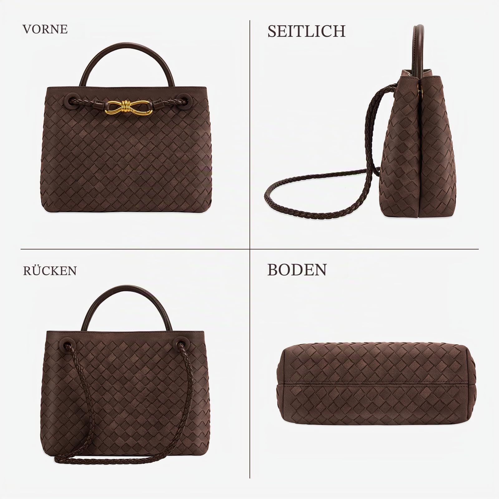 Gewebte Tragetasche für Damen, Leder, Schultertasche, Designer-Handtasche mit Tragegriff oben