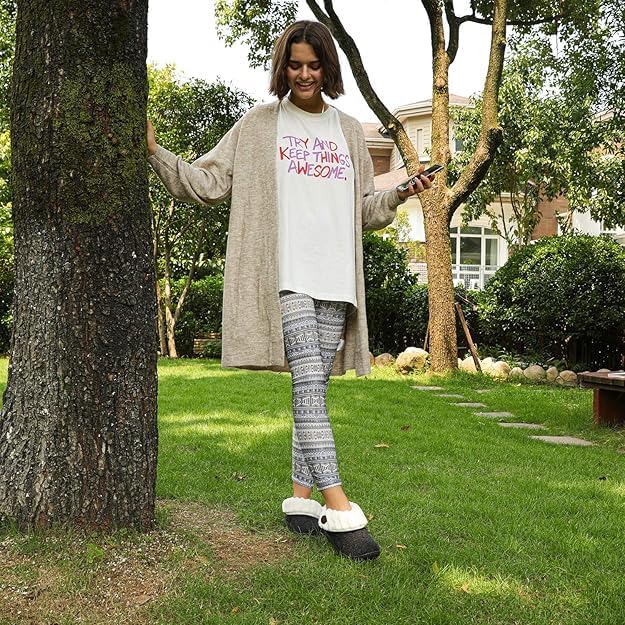 Wishcotton Women's Wool Cozy Memory Foam Winter Slippers Indoor Outdoor with Fuzzy Faux Fur Collar - Image 9