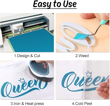 HTVRONT HTV Vinyl Rolls Heat Transfer Vinyl - 12 x 5ft Aqua Blue HTV Vinyl for Shirts, Iron on Vinyl for All Cutter Machine - Easy to Cut & Weed for Heat Vinyl Design (Aqua Blue)