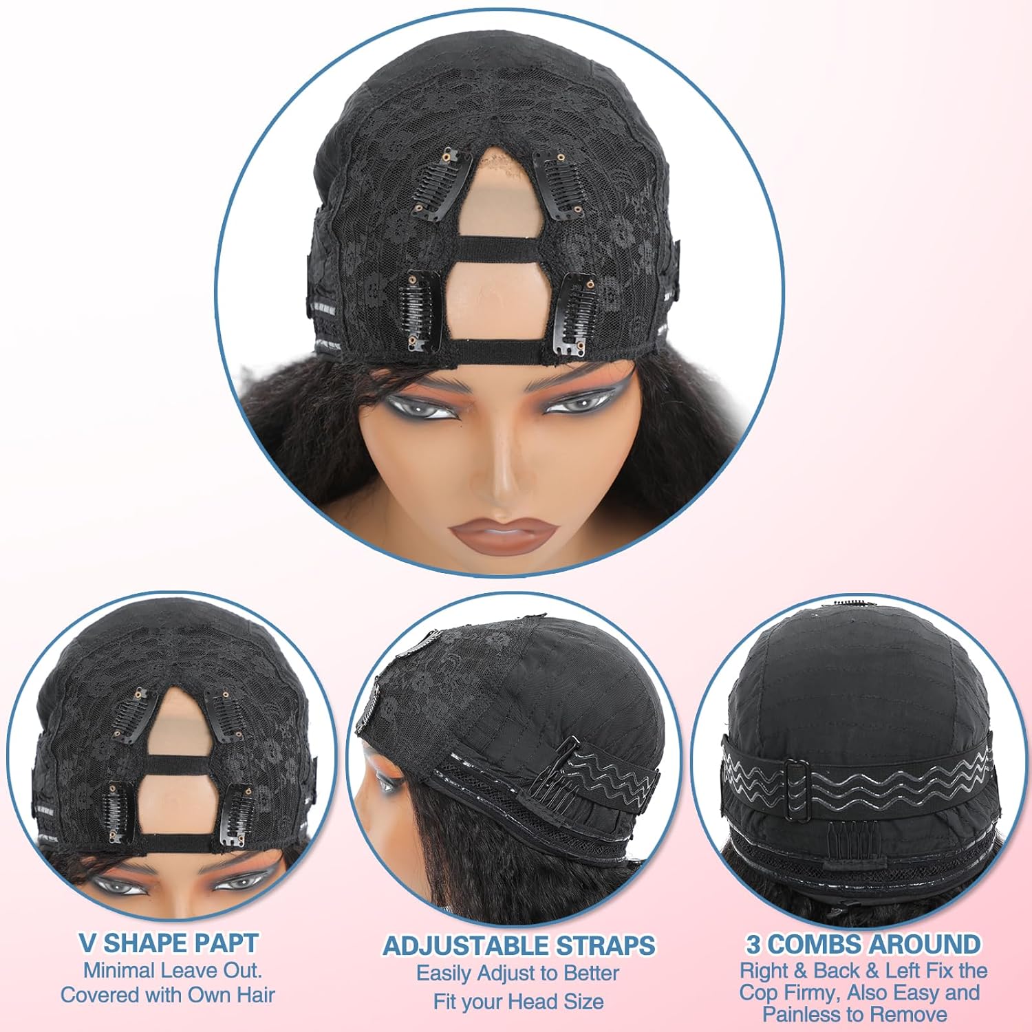 Body Wave V Part Human Hair Wig 16 Inch 210% Density Thick 100% Real Raw Human Hair Glueless Upgrade U part Wigs With Drawstring Natural Black Color Can Be Colored Bleached Dyed