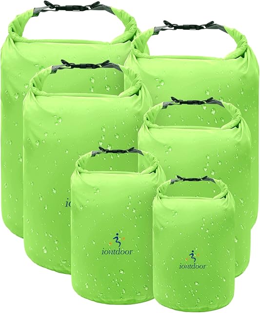 ioutdoor Dry Bag Set 2L + 5L + 10L + 20L+ 40L+ 70L Waterproof Small Lightweight Dry Bags for Paddle Board Kayaking Swimming Fishing Camping Hiking Home Storage(Green)