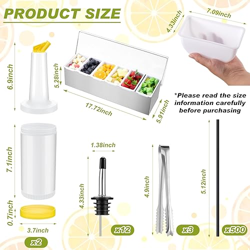 Vista 25 de Mifoci Bartending Supplies - Bandeja para decorar con tapa, barra de 3 niveles, 12 vertedores de botellas de acero inoxidable, 2 botellas de jugo