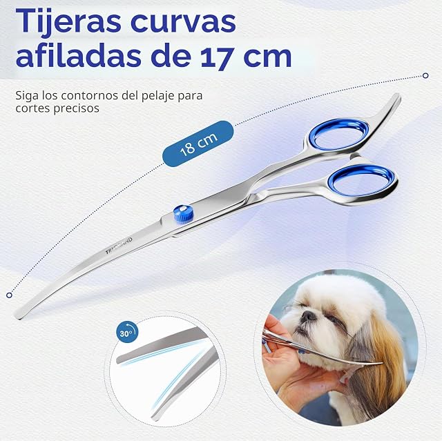Foto 3 de 8 de Tijeras Peluqueria Canina, Acero Resistente A La Oxidación, Puntas Redondeadas Seguras