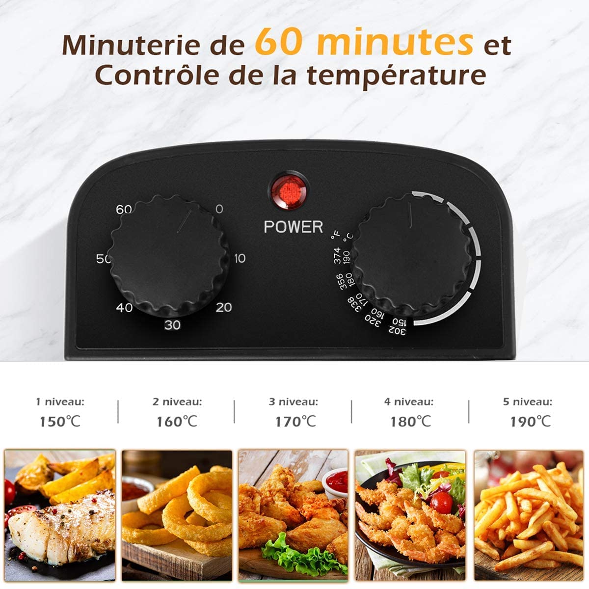 Friteuse électrique 5L 2000W – Acier Inoxydable, 3 Paniers Amovibles, Fenêtre De Visualisation, Sans Odeur