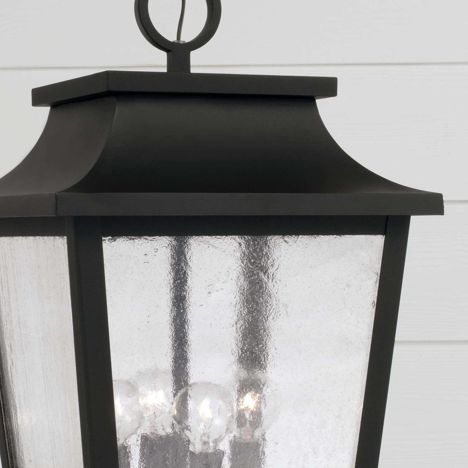 Capital Lighting 953344BK Chandler Transitional Antiqued Glass Outdoor Hanging Lantern, 4-Light 240 Total Watts, 21" H x 12" W, Black