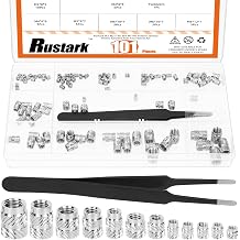 101Pcs 12Sizes M2-M6 Heat Set Threaded Inserts Assortment Kit with Tweezers 303 Stainless Steel Heat Set Insert Female Thread Metric Knurled Nuts for Plastic and 3D Printing Components