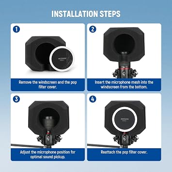 NEEWER Microphone Isolation Ball Shield Pop Filter, Portable Windscreen Mic Cover for Studio Vocal Booth Recording, Sound Absorbing Five Layer Foam Acoustic Equipment for 50-55 mm Mics, MS011