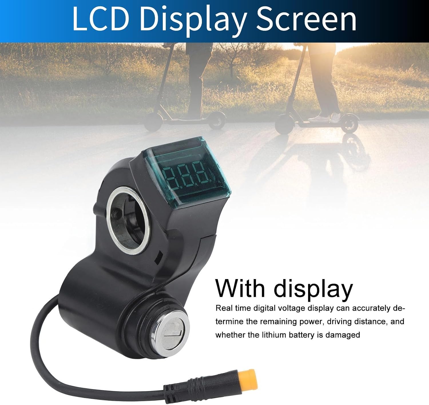 Electric Scooter Handlebar Switch Lock, 10 Inch 3 Pin Digital Battery Power Display Switch Lock with Keys for G2 Pro Replacement