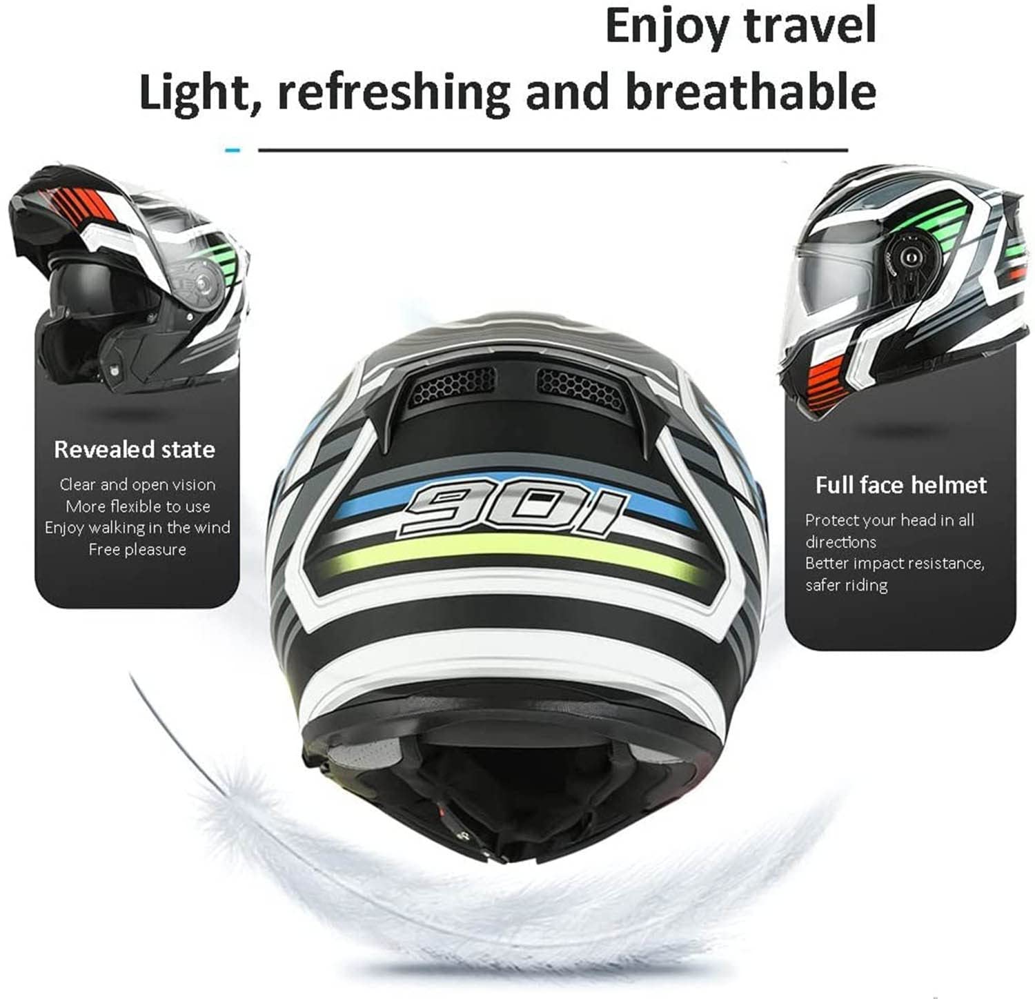 Motor Bluetooth Modulaire Helm DOT/ECE Goedgekeurd, Met