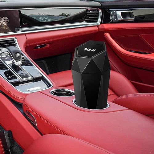 Miniatura 9 de szgwtk Bote de basura para automóvil, mini cubo de basura para asiento trasero, portavasos, accesorios de automóvil para mujeres, organizador