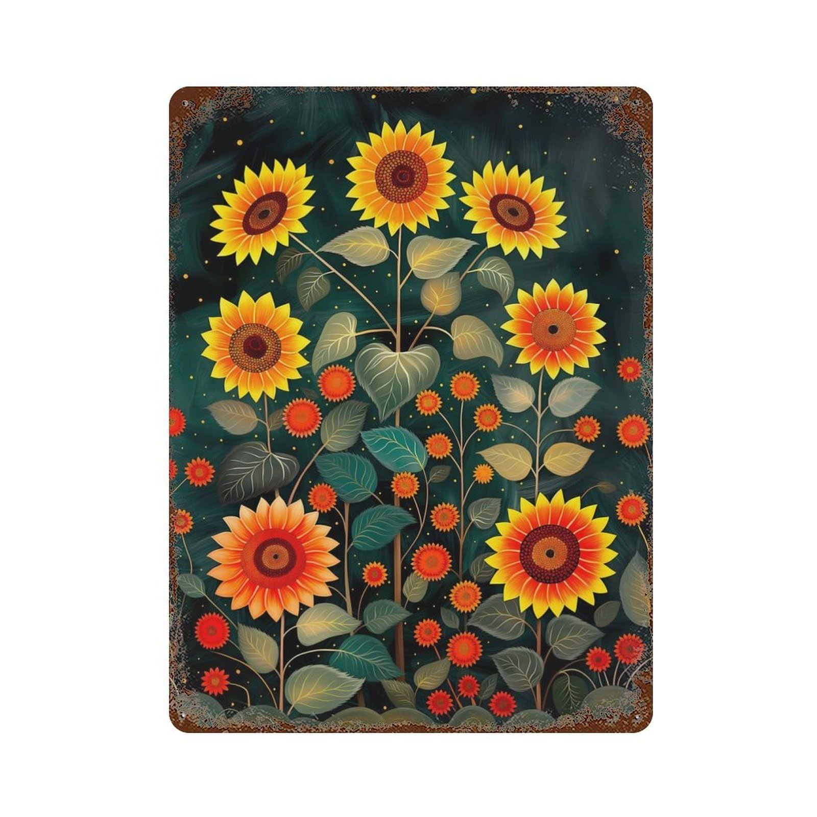 Vintage Metal Tin Sign Sunflower Flower Decor 15.7"x11.8", Industrial Home Decor for Farmhouse, Kitchen And Entryway Decor