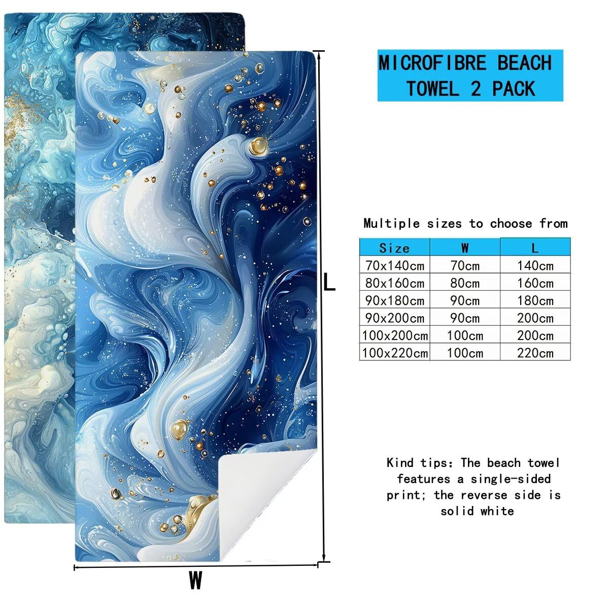 Telo Mare Microfibra, Telo Mare Grande 100x200cm 2 Pezzi, Asciugamano Palestra Donna Asciugatura Rapida, Antisabbia Asciugamano Microfibra, Leggero Asciugamani Palestra per Regalo (nordico) -4326