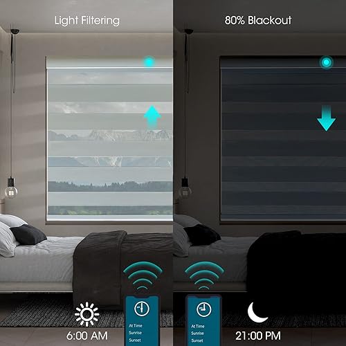 Miniatura 3 de Newcastle Persianas automáticas de cebra para ventanas con control remoto, persianas motorizadas inteligentes compatibles con Alexa, Google Home