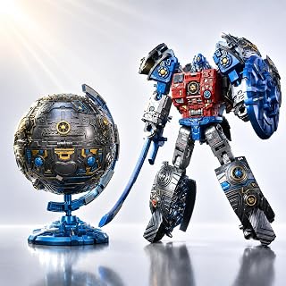 2 in 1 Globe Transforming Robot Action Figure Toys for Kids 3+ | Non-toxic ABS transform toy; STEM educational toy; 6.7 inch collectible figure; gift for any holiday, kids & adult collectors
