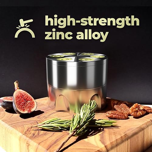Miniatura 2 de Mini molinillo de especias, manual, 3 piezas, molinillo de 2 pulgadas para especias, flores, azafrán, sésamo y linaza, diseño plateado, para cocina