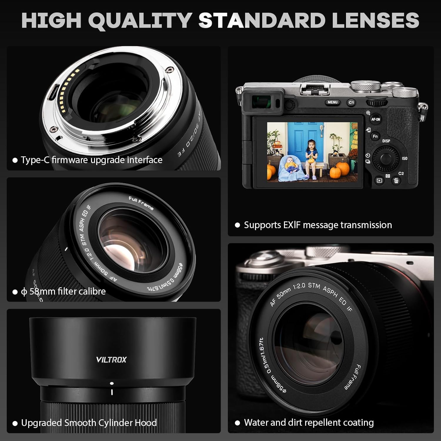 VILTROX 50mm F2.0 Full Frame Prime Lens for Sony E-Mount | Fast AF, Large Aperture, Ultra-Compact | Standard Portrait Lens for A7RV, A7IV, A7CII, ZV-E1, A7RIV, A6600 Mirrorless Cameras