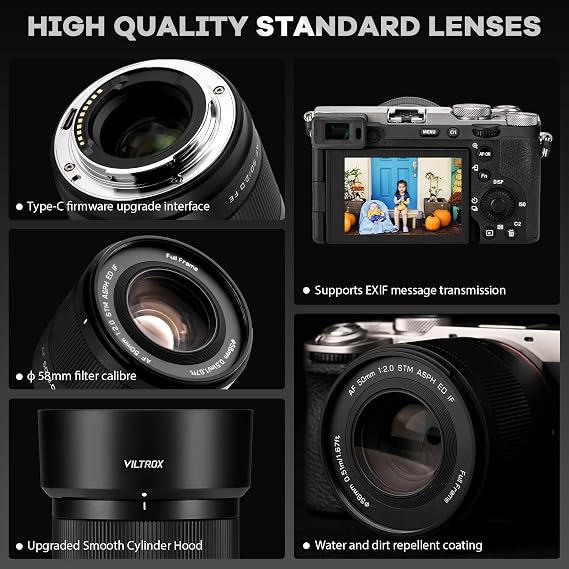 VILTROX 50mm F2.0 Full Frame Prime Lens for Sony E-Mount | Fast AF, Large Aperture, Ultra-Compact | Standard Portrait Lens for A7RV, A7IV, A7CII, ZV-E1, A7RIV, A6600 Mirrorless Cameras