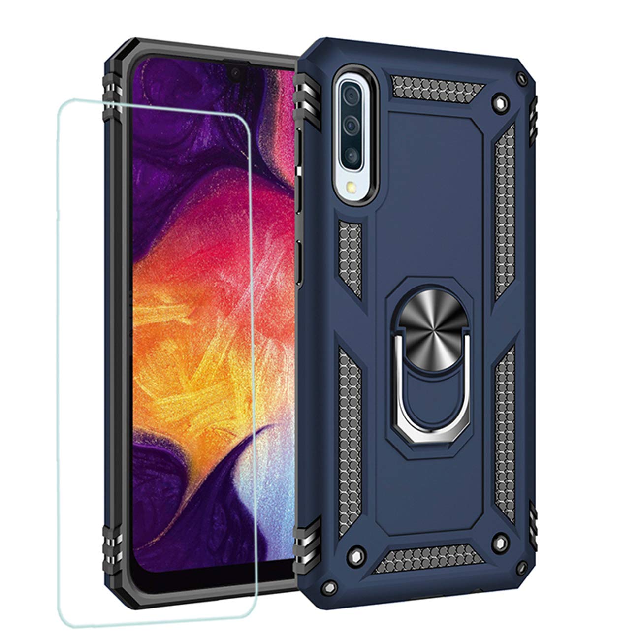 Joytag compatibles para Funda Xiaomi Redmi 9，Carcasa +Cristal Templado Silicona TPU 360 Grados Anillo Giratorio magnético Soporte Caja del teléfono del Coche-Negro — view 41