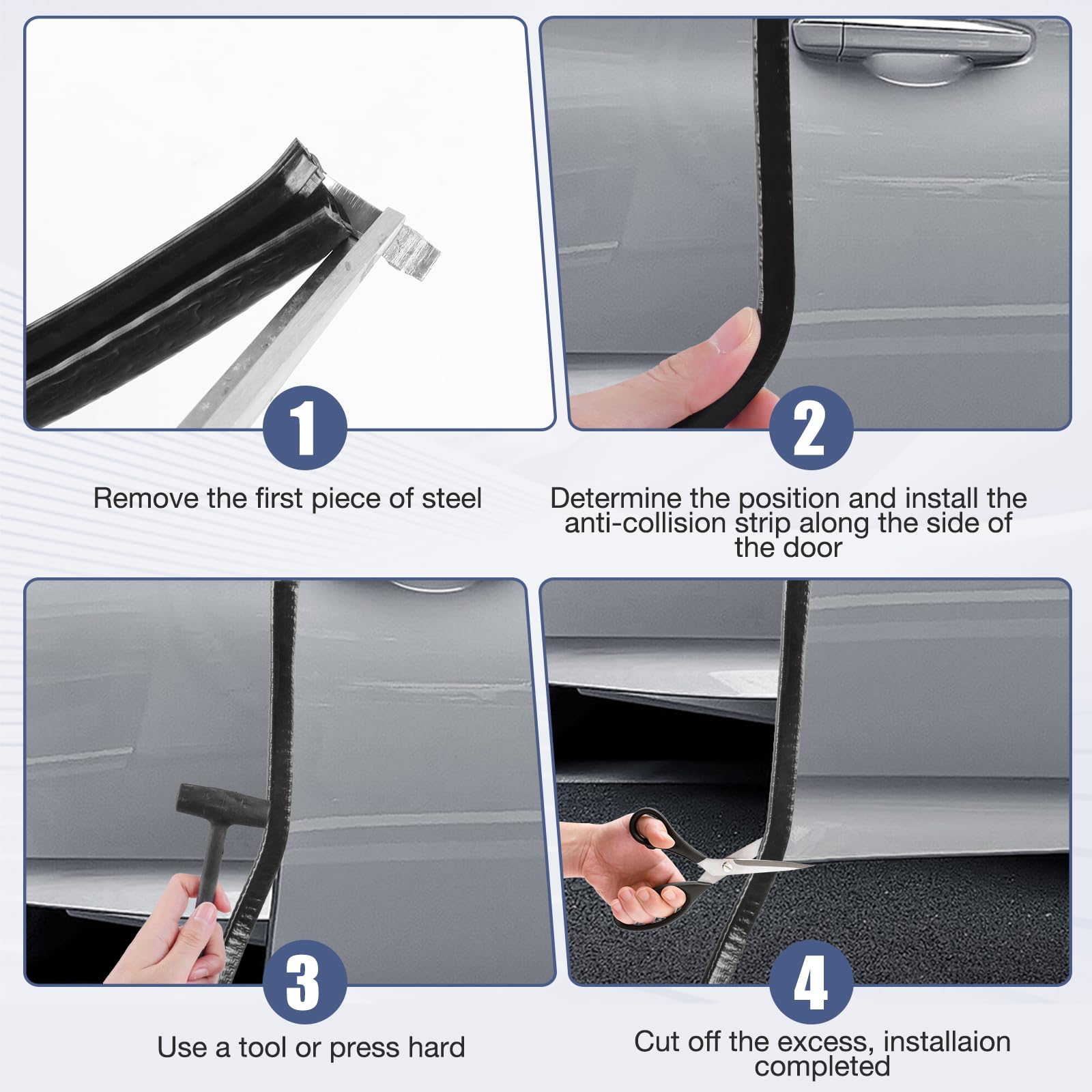 Protectores de Borde de Puerta de Coche 10M U Forma Coche Puerta Sello Protección de Borde Anti ChoquesApto para Coches, Camiones, SUV, ATV, UTV (Negro) (Negro, 10M)