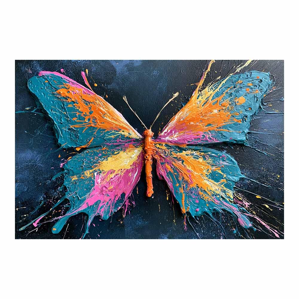 Toile papillons néon multicolore 70x100cm impression haute définition murale - 7