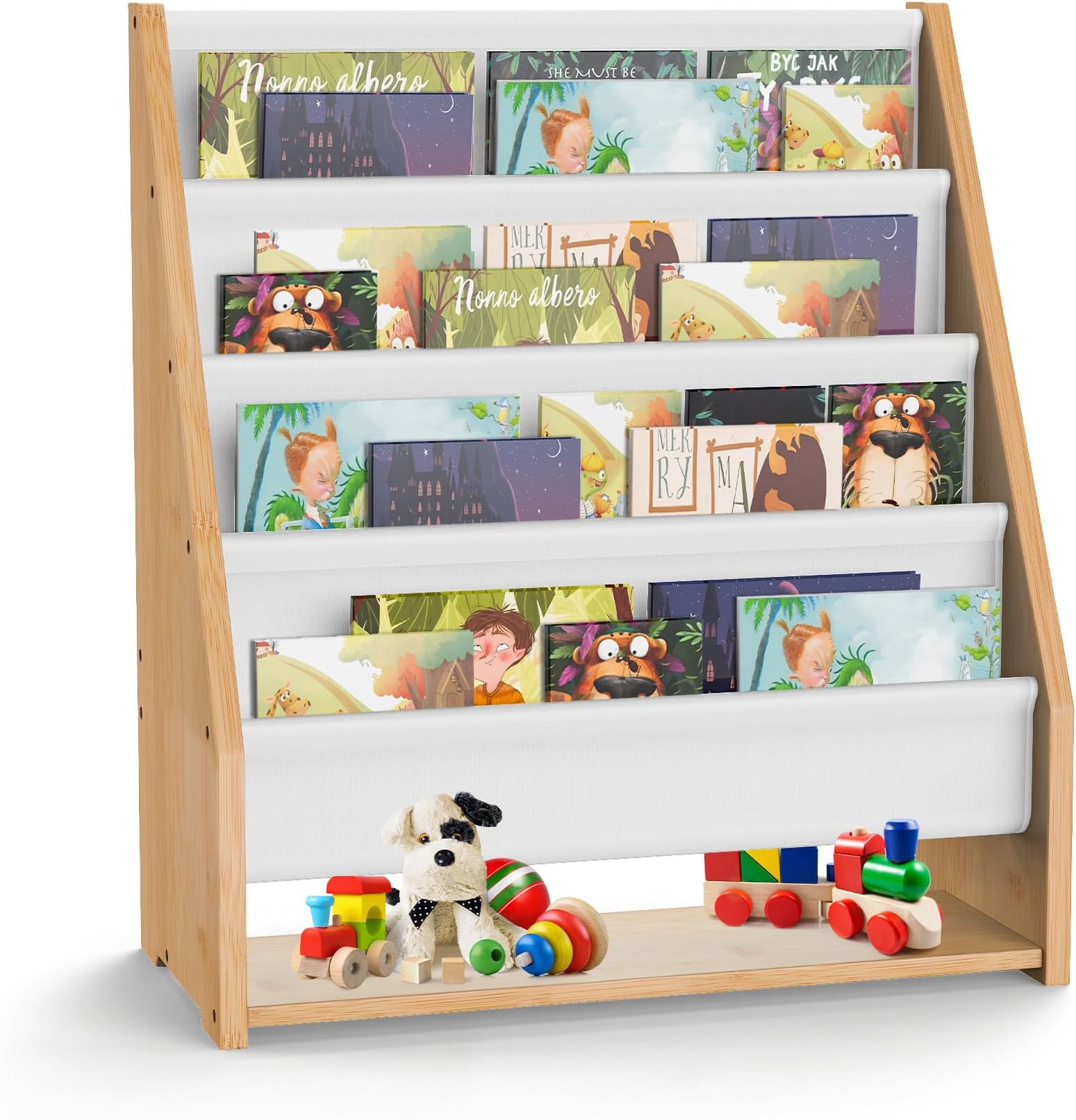 PurbamboBamboo Kids Bookcase Books Storage Shelf