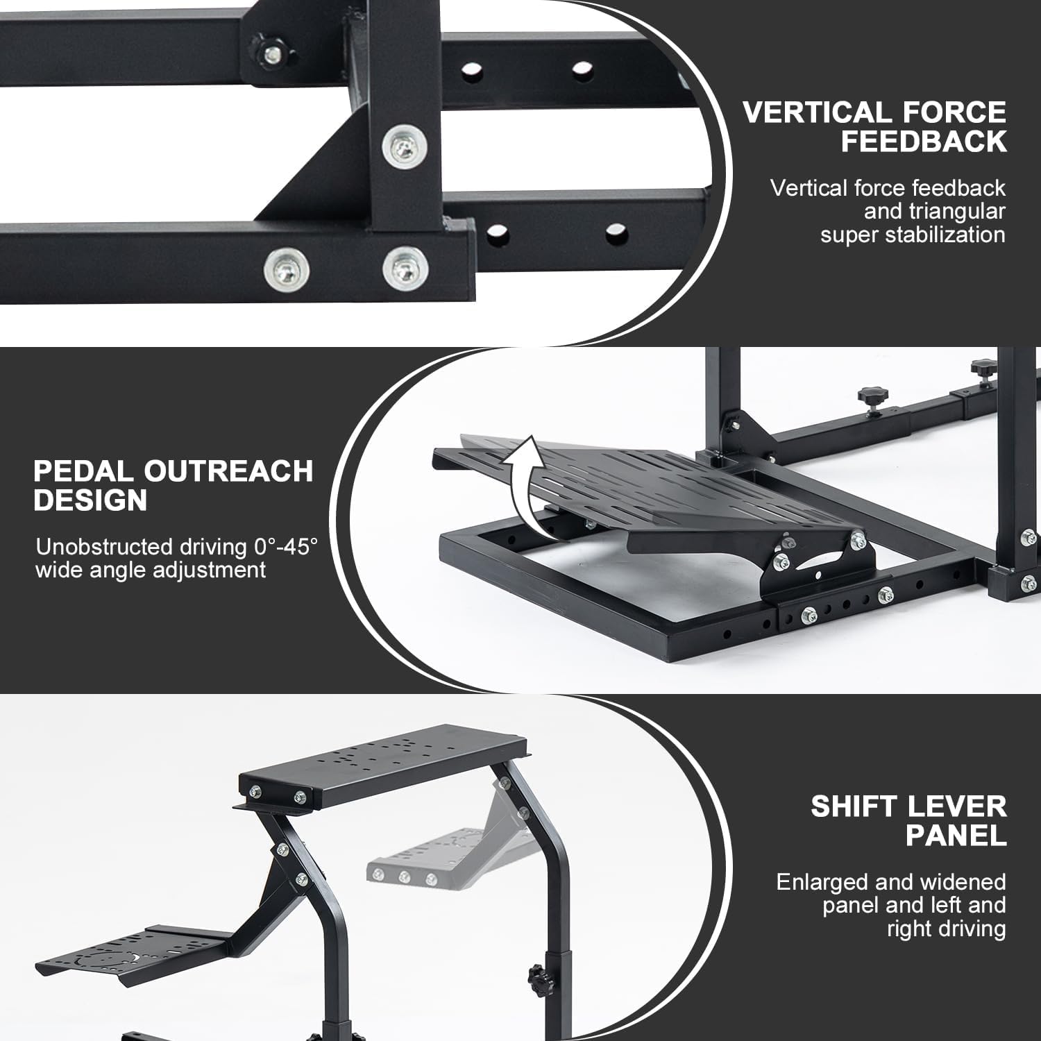 Hottoby Sim Racing Stand Adjustable & Operating Platform on the Side Fit for Logitech/Thrustmaster/Fanatec G25 G27 G29 G920 G923 T300RS CSL-DD,No Seat,Steering Wheel,Pedals & Handbrake