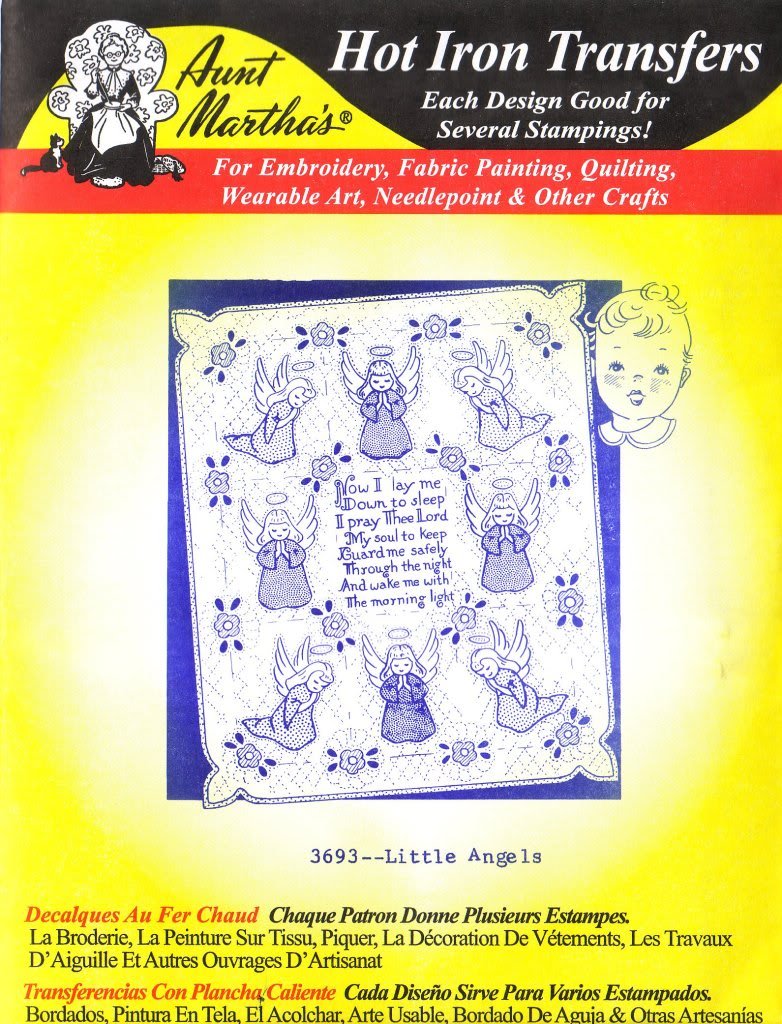 Aunt Martha's Multicolor Little Angels Hot Iron Embroidery Transfer By