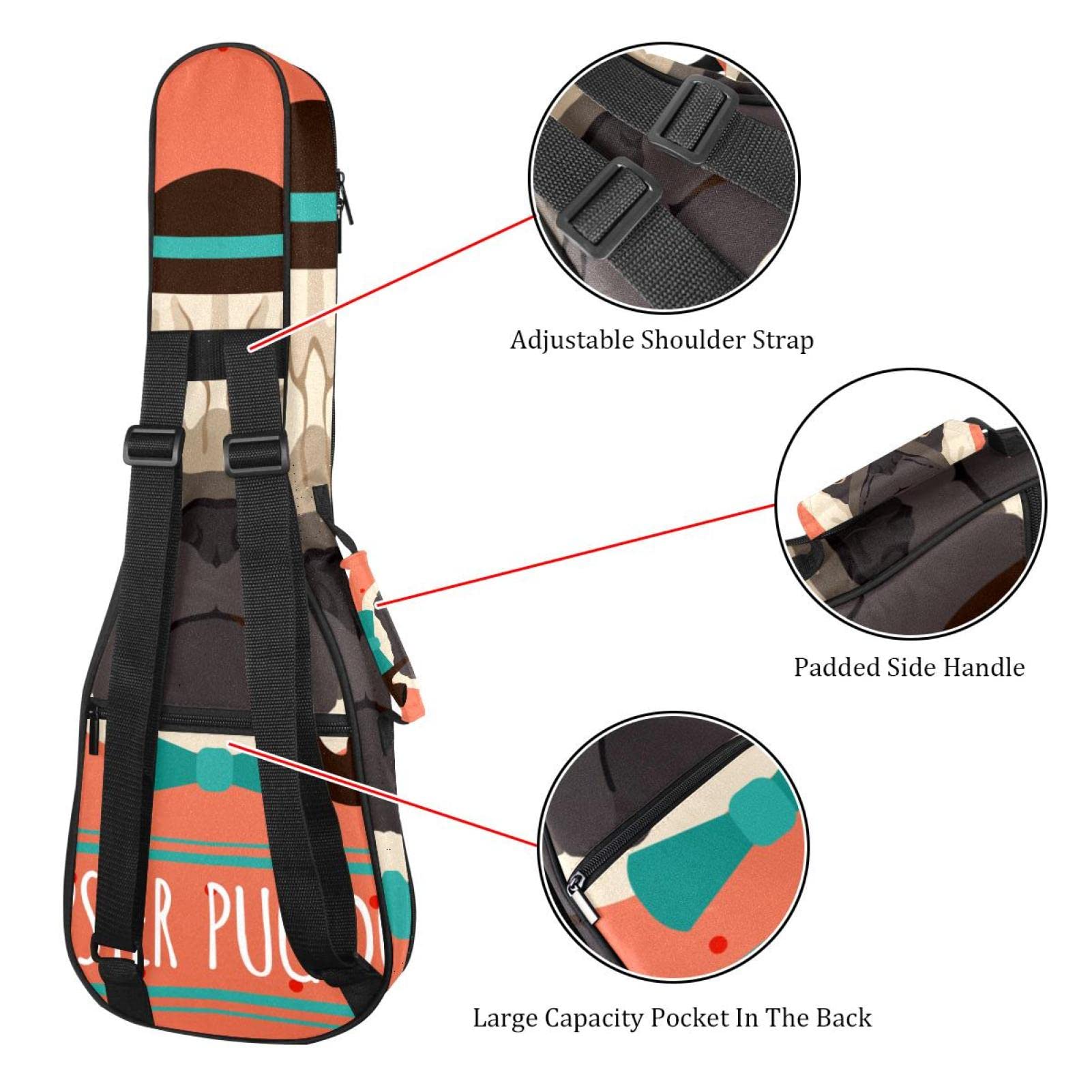 Housse de ukulélé soprano avec chapeau - Pour ukulélé soprano - Pour adultes - Avec sangles réglables - Sac rembourré imperméable