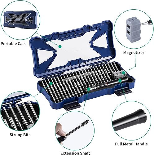 Miniatura 2 de Juego de destornilladores de precisión magnéticos, kit de herramientas profesional que incluye un práctico controlador y 55 brocas de precisión S2