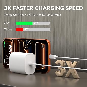iPhone 17 16 15 Charger Fast Charging, 10 FT Long USB C Charger Cord with 20W Type C Fast Phone Charging Block for iPhone 17/17 Pro/17 Pro max/Air, for iPhone 16 15 Pro Max Plus, iPad, Android