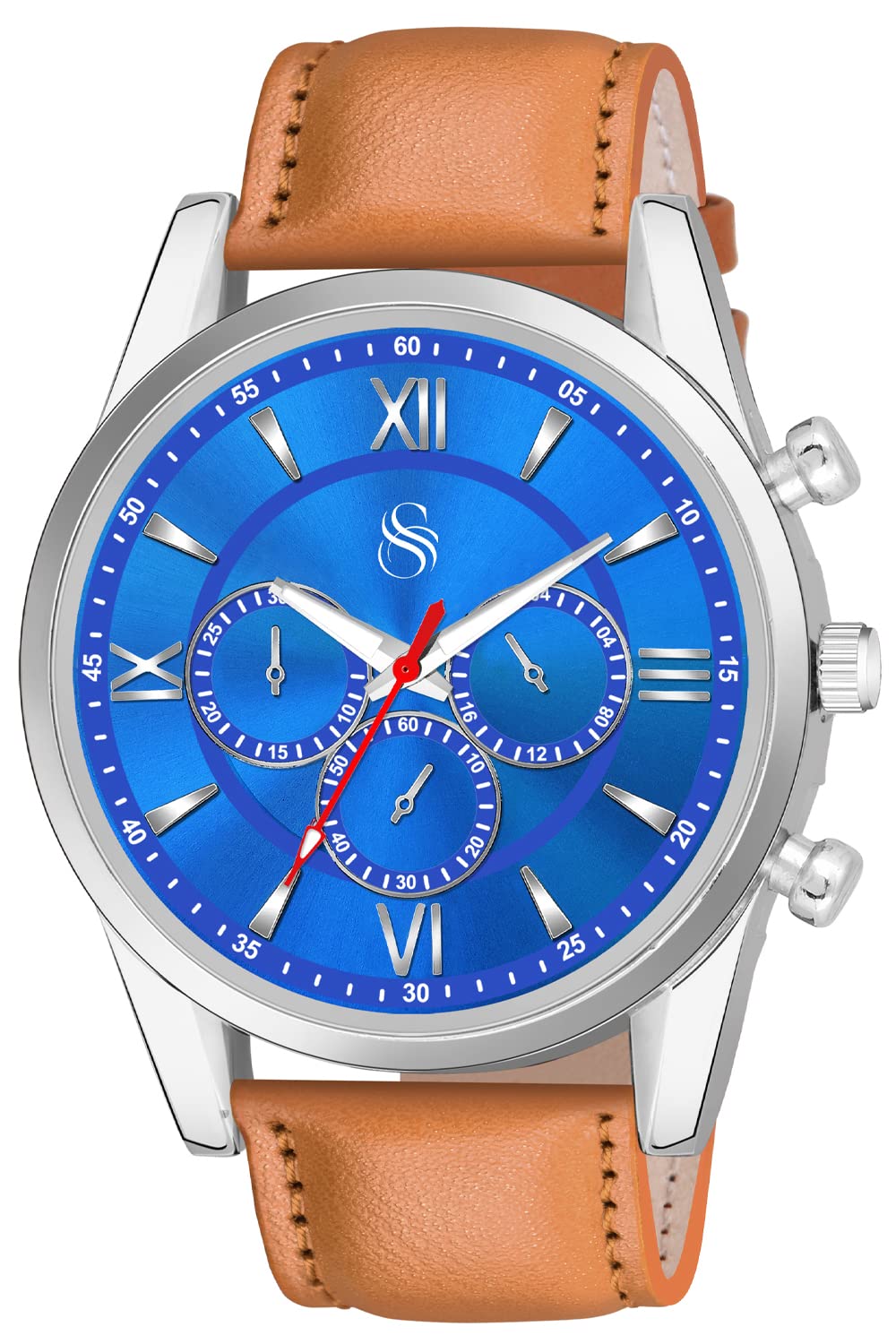 ShocknshopAnalog Multicolor Dial New Brown Leather Strap Watch for Men Boys -WCH67