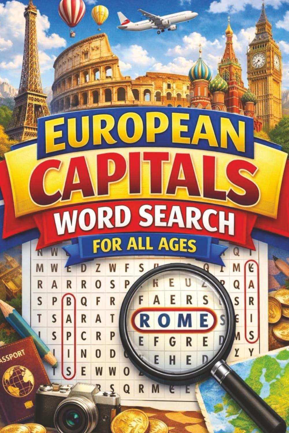 European Capitals Word Search for All Age: Explore Famous European Cities with Fun Geography-Themed Word Search Puzzles
