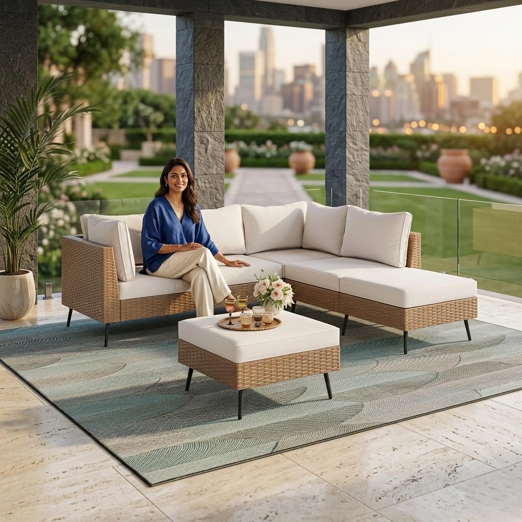 LOCCUS 7-Piece HDPE Rattan Outdoor Sectional Sofa Set with Ottoman & Cushions – Beige/Off-White-image-46