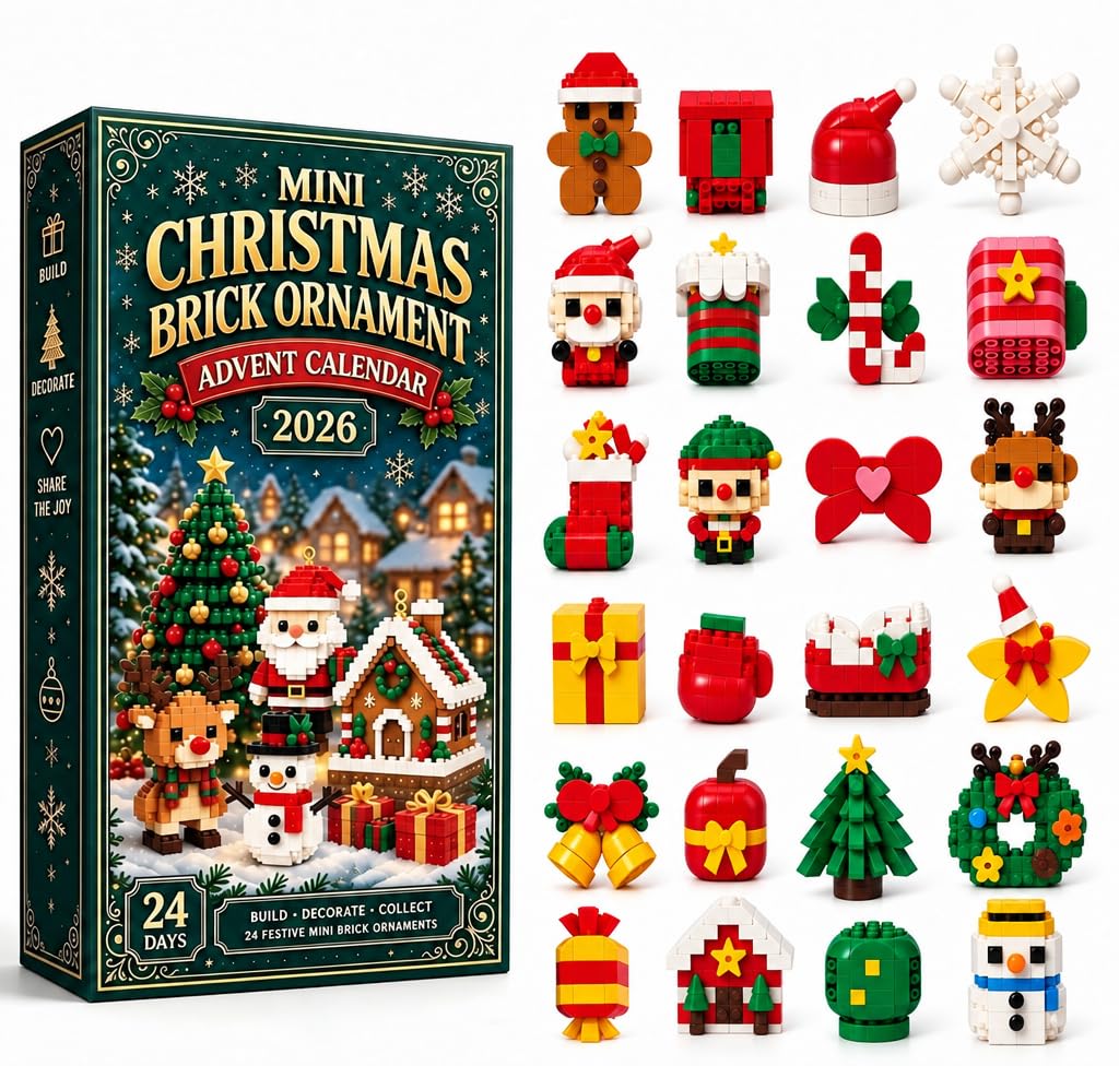 3D Mini Christmas Bricks Ornament Advent Calendar, 24Day Countdown Calendar