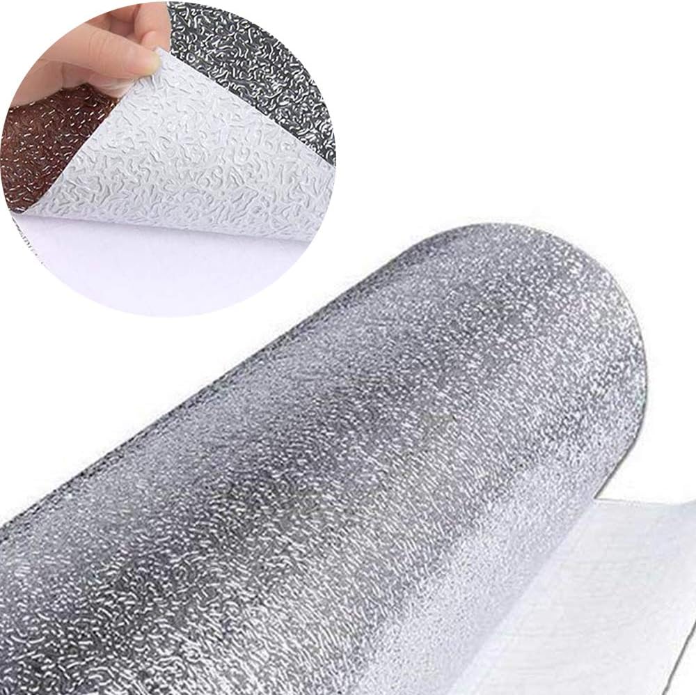 Pellicola Adesiva Protettiva Per Piano Cucina - Impermeabile, Anti-Olio, In Foglio Di Alluminio Argento, 40 Cm X 5 M