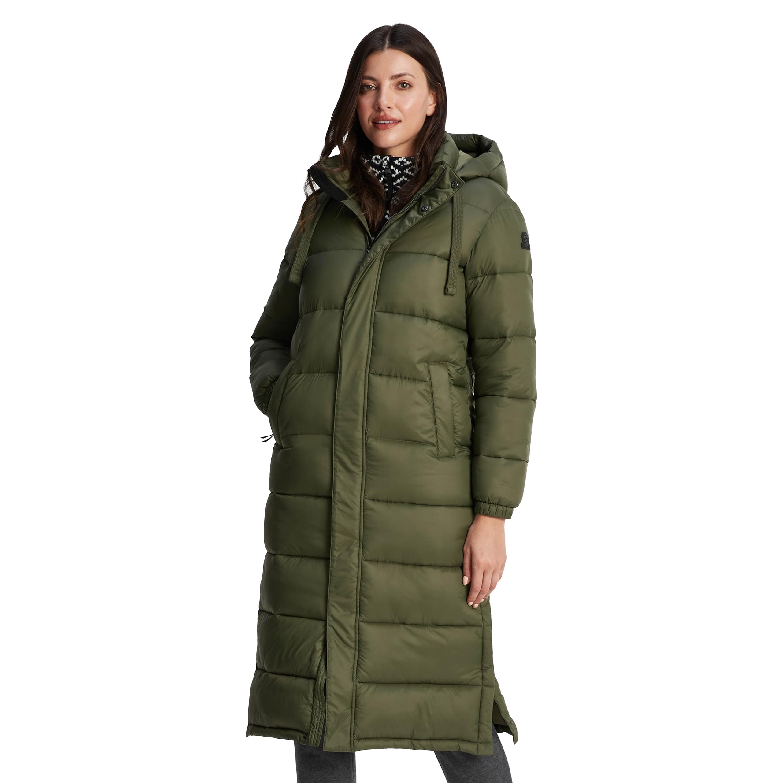 TOG24 Women's 'Cautley' Long Padded Shower Resistant Jacket in Khaki | Size: 14