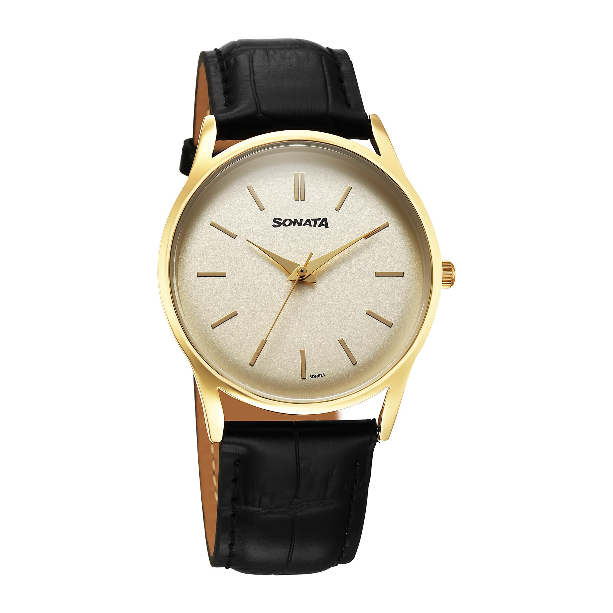 Quartz Analog Gold Dial Leather Strap Watch for Men-image-16