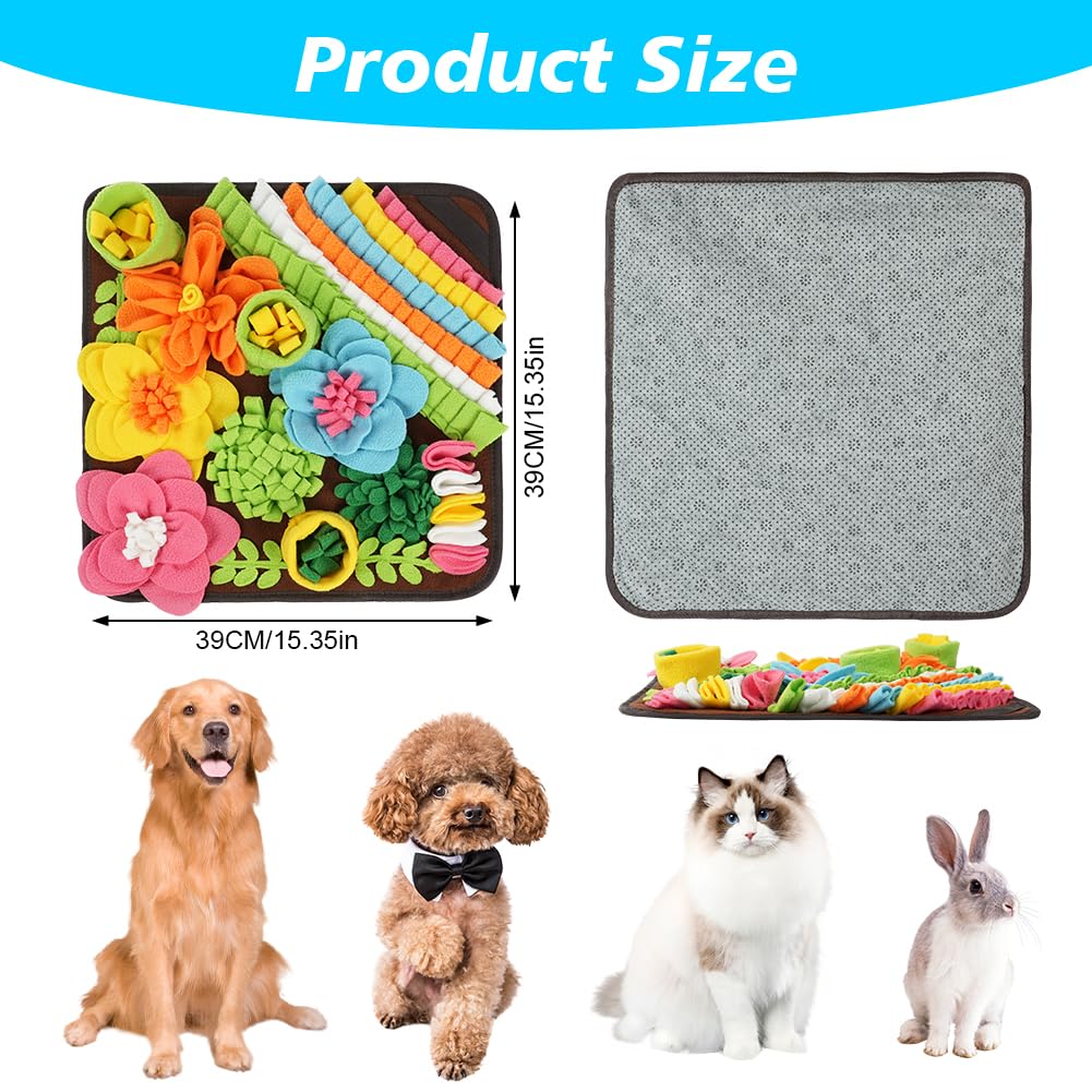 OSDUE Tappeto Olfattivo Cane, 39cm Foraggiamento Tappeto per Cani Addestramento Foraggiamento di Animali Lavabile Antiscivolo Tappetino Puzzle di Snuffle Giocattolo per Cani Attivazione Mentale Cane B