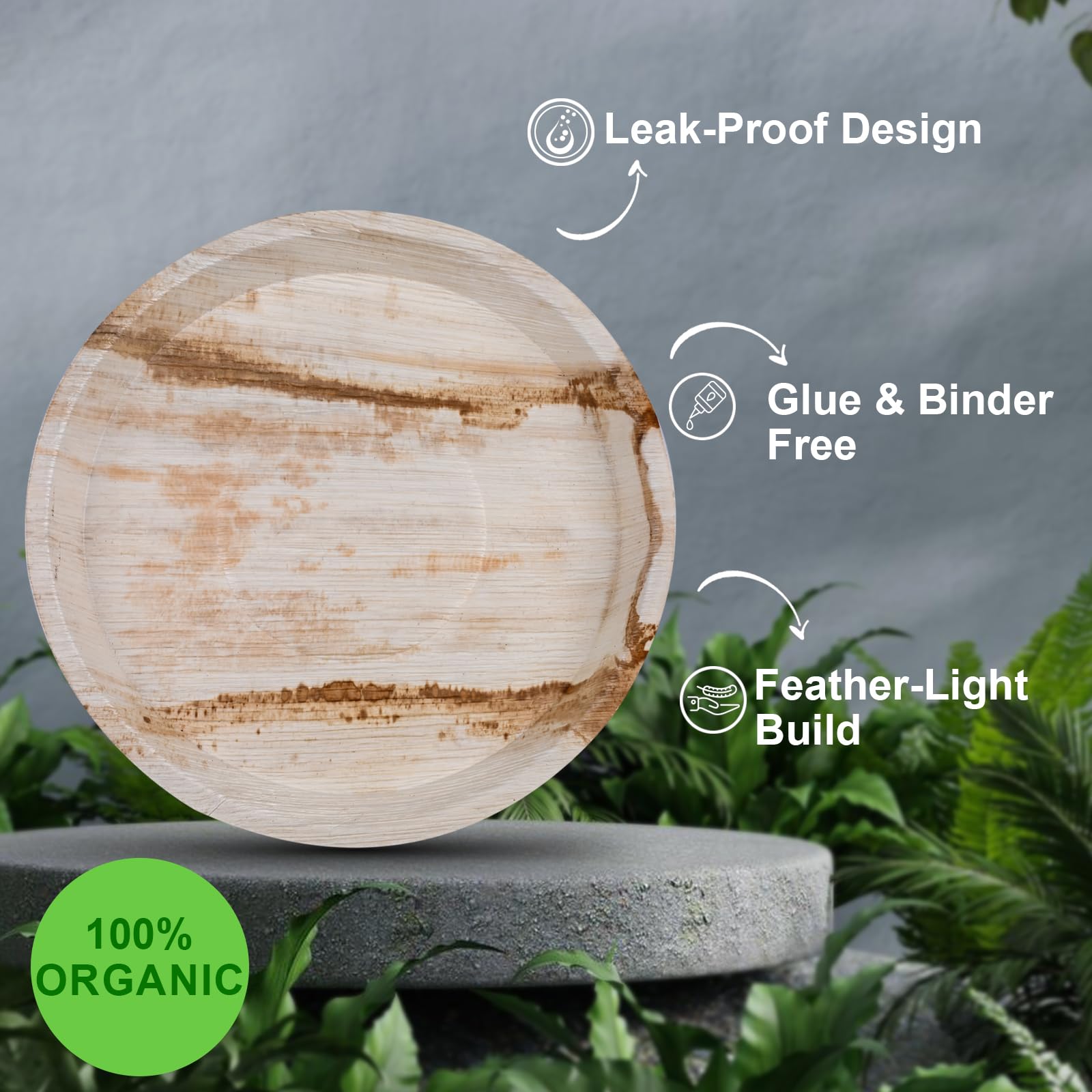 Palm Leaf Dinner Plates - 24 Pack -5 Palm Leaf Dinner Plates - 24 Pack -5