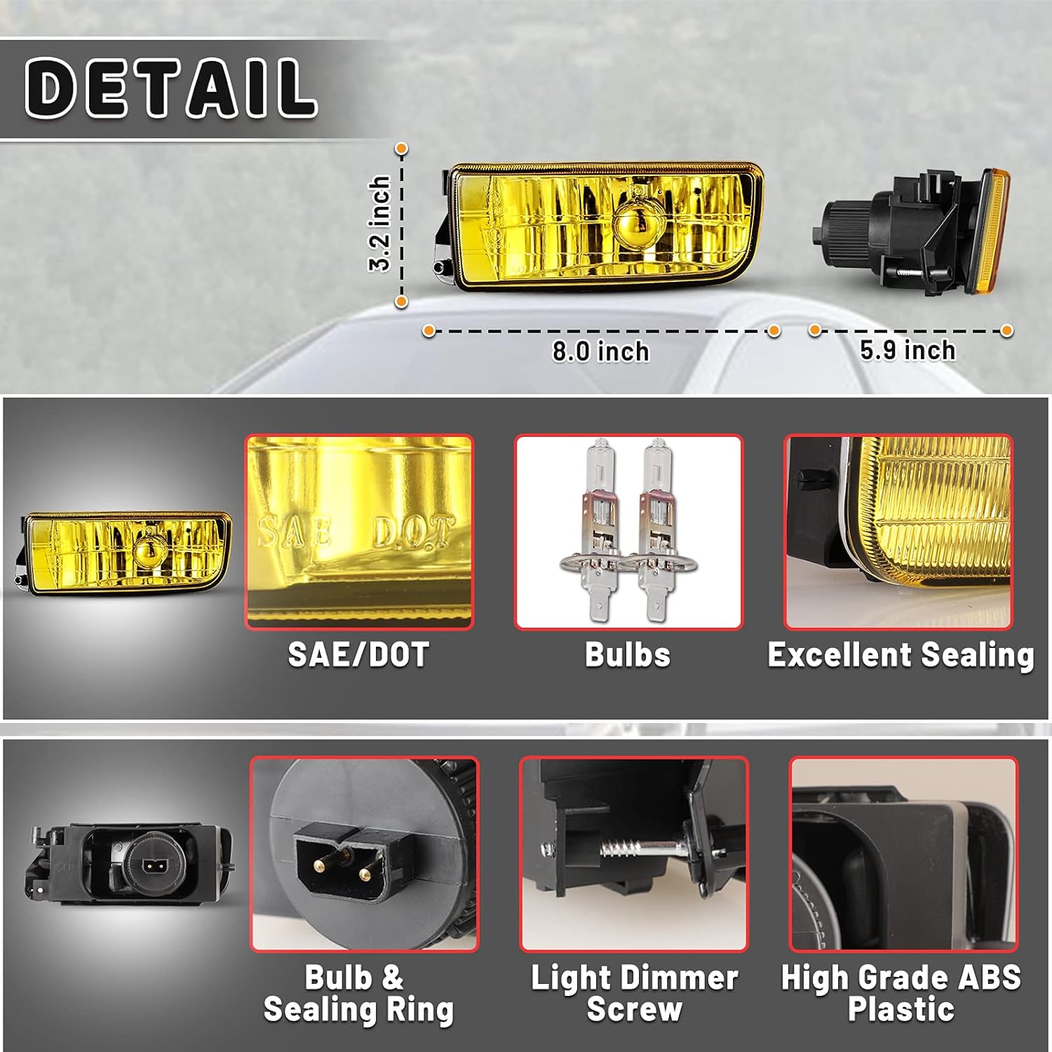 AUTOWIKI Fog Lights Compatible for BMW 318is 318i 318ti 320i 325is 325i 323is 323i 328is 328i 1992 1993 1994 1995 1996 1997 1998 1999 M3 E36 3 Series Lamp Amber Yellow
