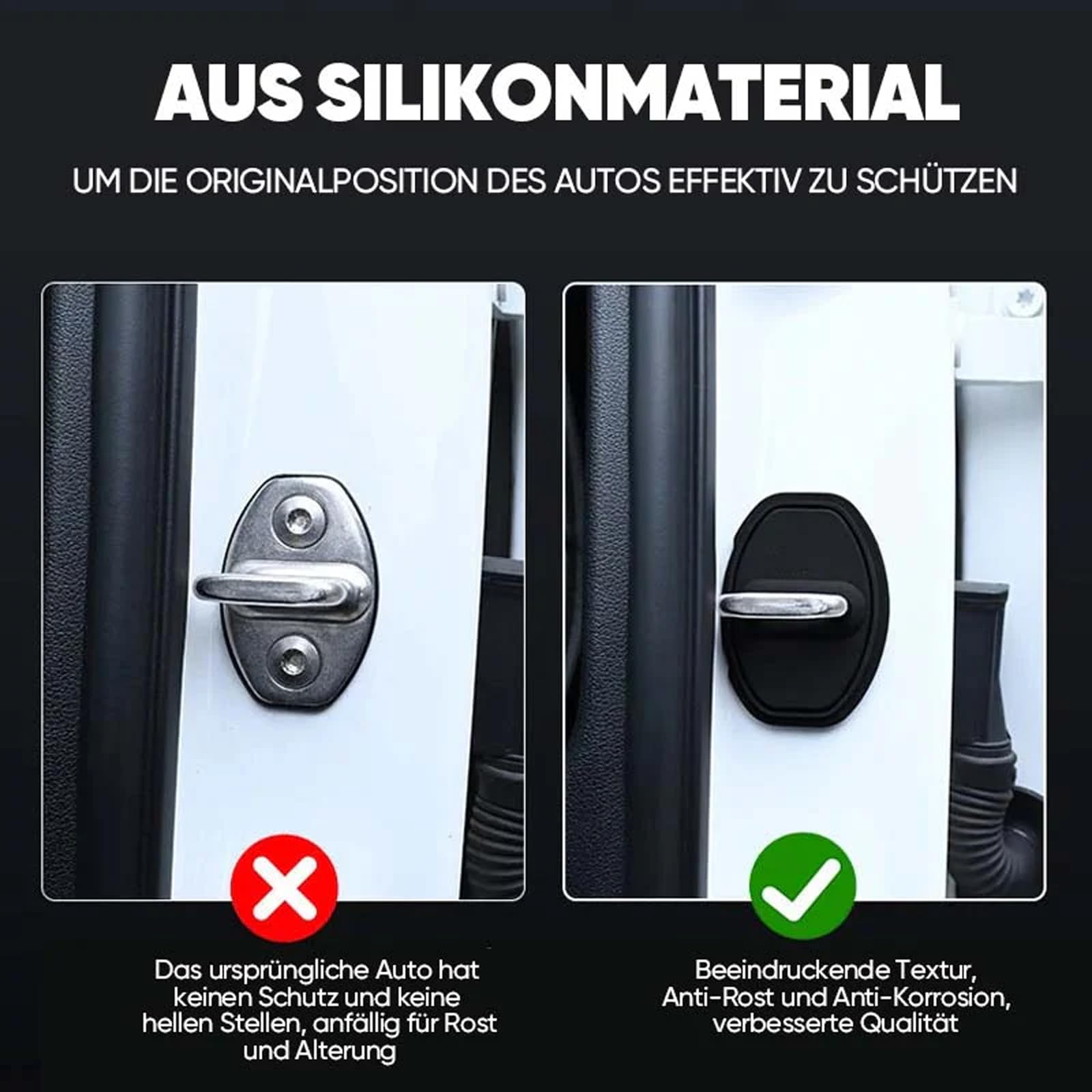 Bztzhm 8-tlg Auto Türschlossabdeckung Set - Wasserdichte Silikon Schutzkappen Schwarz