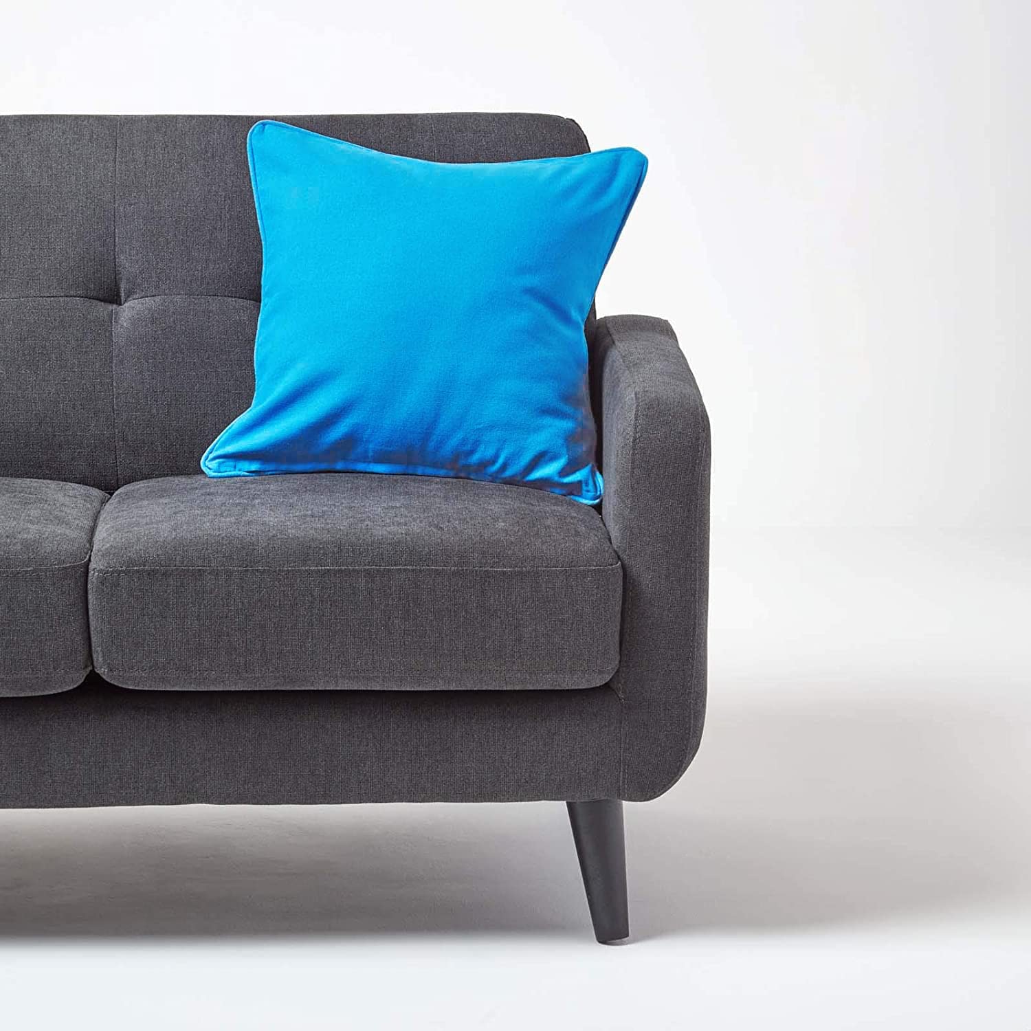 AURAVEExcel Cotton 1 Piece Decorative Plain Cushion Cover - 16 X 16 inches, Blue