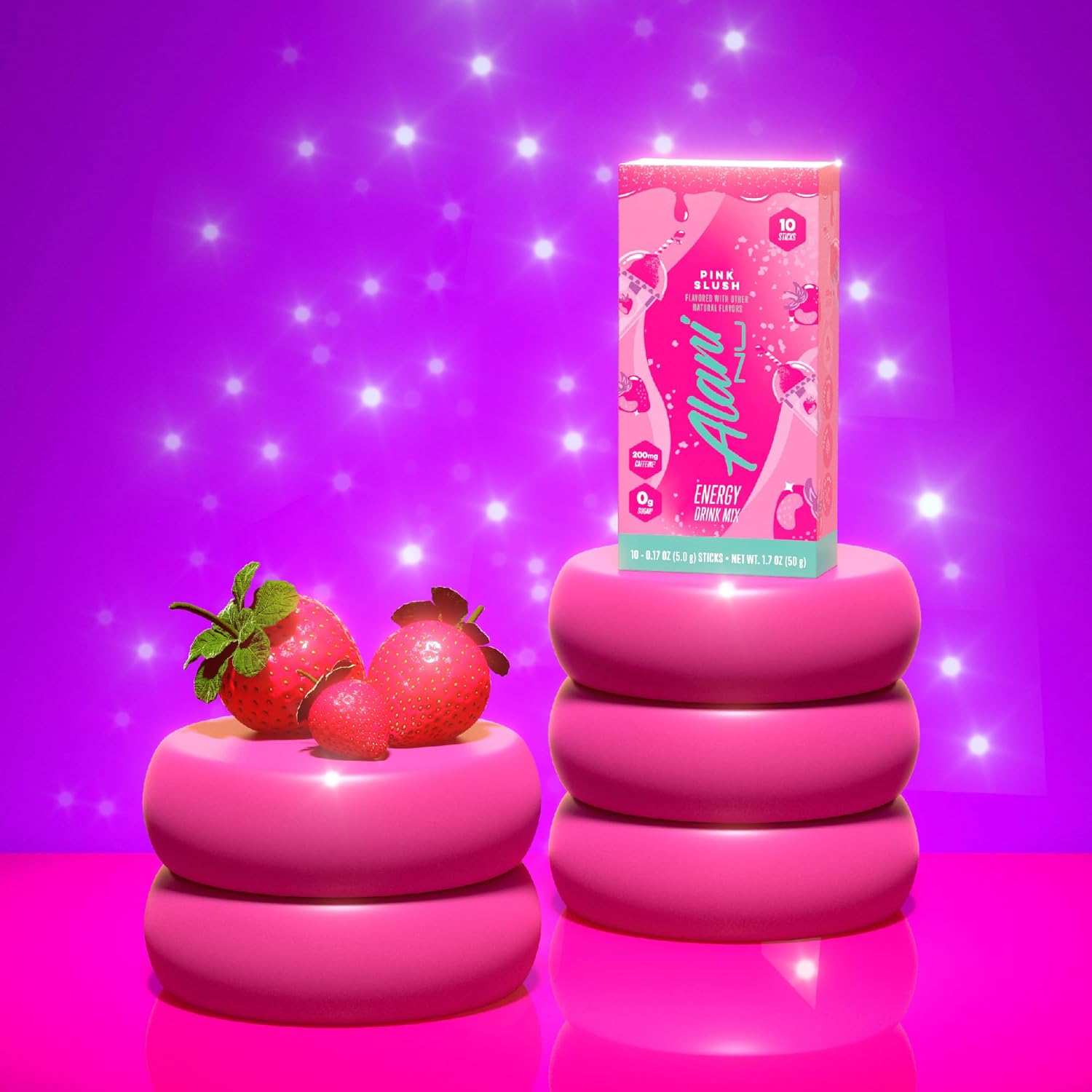 Alani Nu PINK SLUSH Energy Sticks, Energy Drink Powder, 200mg Caffeine, Pre Workout Performance with Antioxidants, On-The-Go Drink Mix, Biotin, B Vitamins, Zero Sugar, 5-10 Calories, 10 Pack Pink Slush 0.24 Ounce (Pack of 10)