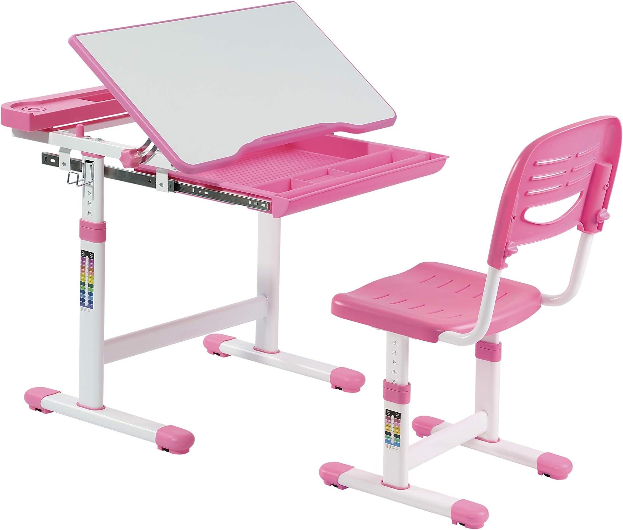 KIDOMATE Kids Auto Height Locking and Tiltable/Partitioned Desk and Chair Set (for 3-14 Years Age)