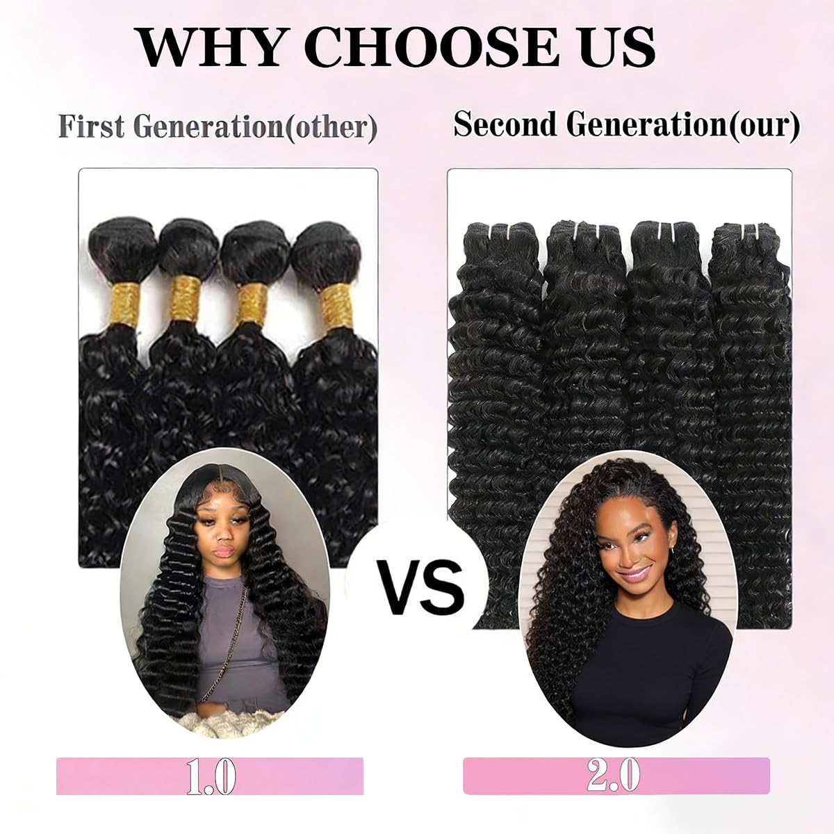 Deep Wave Bundles Human Hair 20 20 20 20 Inches Deep Curly Bundles 100% Unprocessed Brazilian Virgin Hair Wet and Wavy Bundles Double Weft Natural Color (4 Bundles) image 5