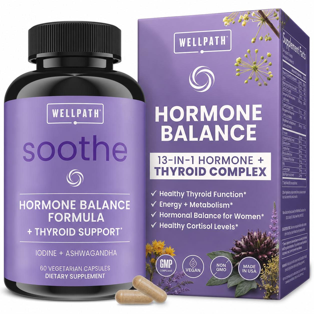 WellPath Soothe Hormone Balance for Women &amp; Thyroid Support, 60 Ct