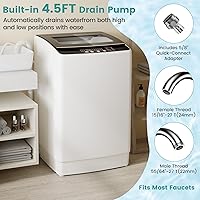 Vista 7 de Auertech Lavadora de 35 libras, lavadora portátil totalmente automática con pantalla LED, 12 ciclos de lavado, 8 niveles de agua, lavadora de gran