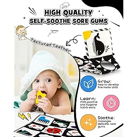 Baobrava 3 PCS Black and White High Contrast Baby Toys for Newborn, Montessori Toy Sensory Infant Tummy Time Toy Baby Essentials 0-6-12 Months Gifts