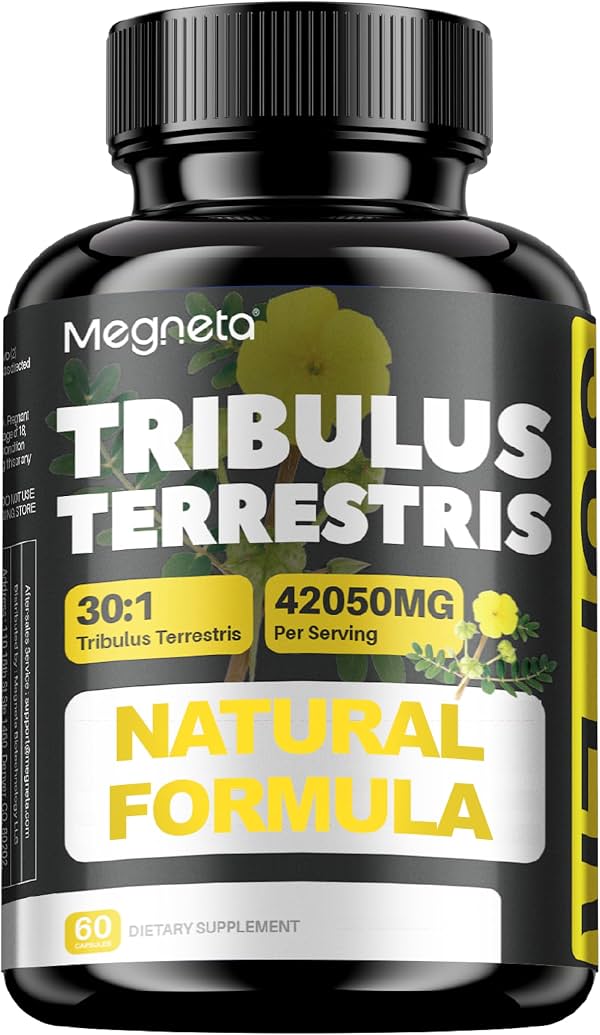 Suplemento de Tribulus Terrestris para hombres, Tribulus Terrestris 1400MG, aumenta la energía, 60 cápsulas, 1 frasco (paquete de 60)