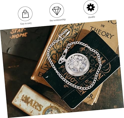 Miniatura 2 de ERINGOGO Reloj de bolsillo para hombre, 2 piezas, reloj minimalista con colgante de plata para hombre, colgante para hombre, relojes clásicos huecos